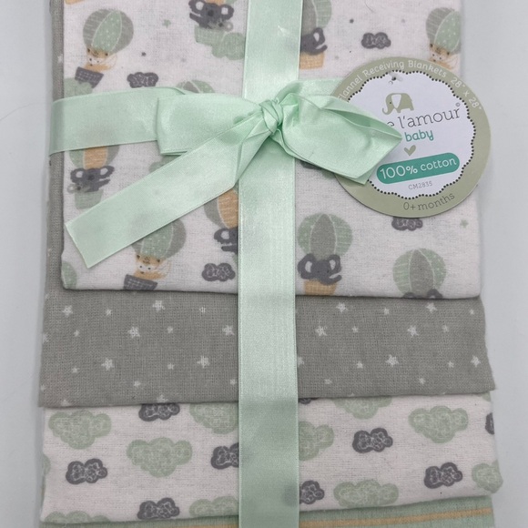 100% COTTON 4 PACK RECEIVING BLANKETS - Picture 3 of 9